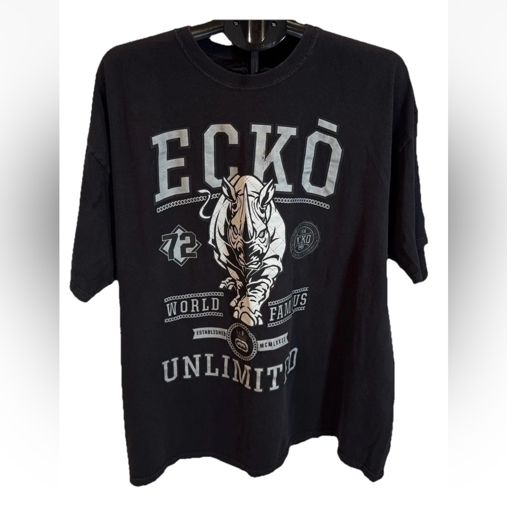 Ecko Unltd. Men's Black Rhino Graphic T Shirt Size 2XL Retro Street wear